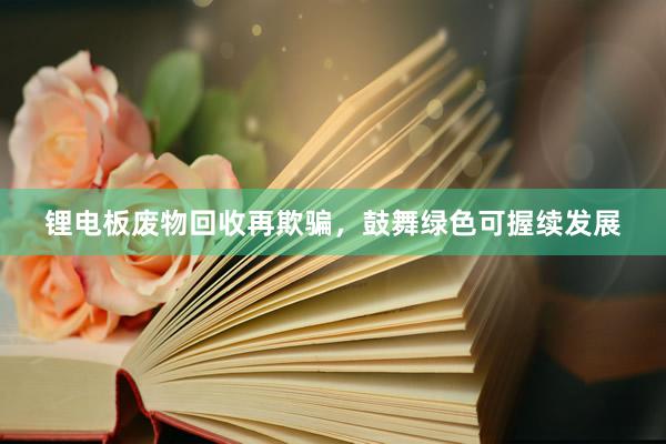 锂电板废物回收再欺骗，鼓舞绿色可握续发展